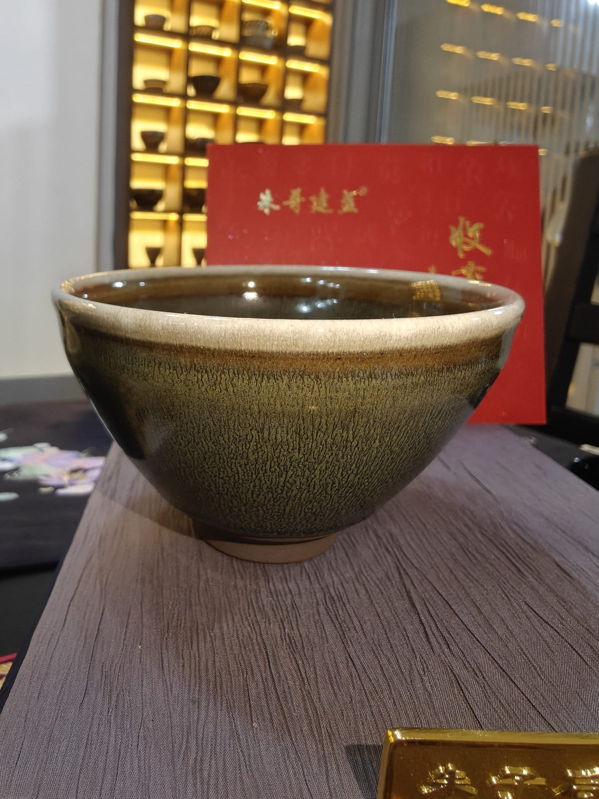 Dark Olive Hare's Fur JianZhan Tea Bowl | 朱信丛 朱哥建盏