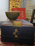 Dark Olive Hare's Fur JianZhan Tea Bowl by 朱信丝 with gold-clasp navy gift box