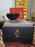 Deep Ocean Blue JianZhan Tea Bowl by 朱信丝 with collector's certificate and navy gift box