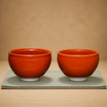 Vermillion Twin Set JianZhan Tea Cups (Pair)