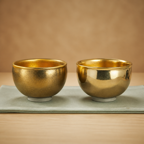 24K Gold Twin Set JianZhan Tea Cups (Pair)